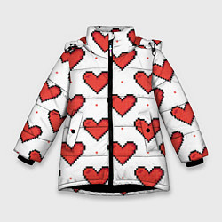 Куртка зимняя для девочки Pixel heart, цвет: 3D-черный