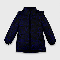 Куртка зимняя для девочки Абстракция черно-синий туманность, цвет: 3D-черный