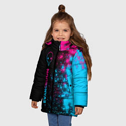 Куртка зимняя для девочки Evangelion - neon gradient: по-вертикали, цвет: 3D-черный — фото 2