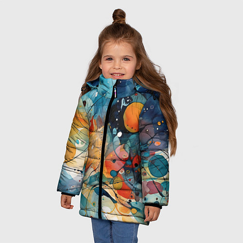 Зимняя куртка для девочки Пятна: арт нейросети / 3D-Светло-серый – фото 3
