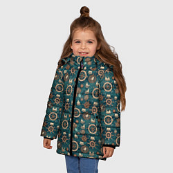 Куртка зимняя для девочки Штурвал паттерн, цвет: 3D-светло-серый — фото 2