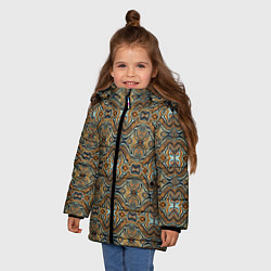 Куртка зимняя для девочки Коричневые разводы масляной краски, цвет: 3D-черный — фото 2