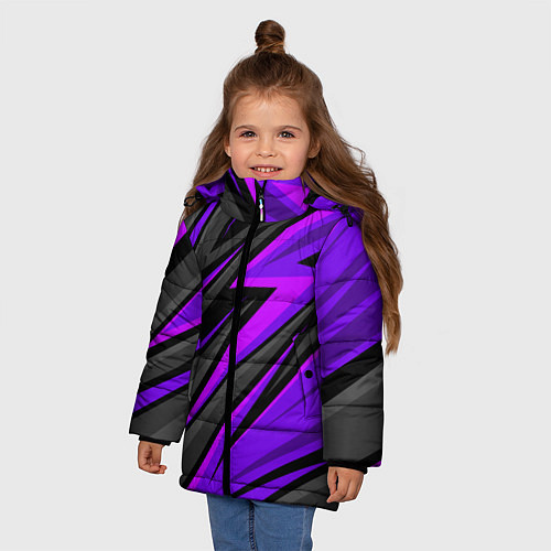 Зимняя куртка для девочки Спорт униформа - пурпурный / 3D-Светло-серый – фото 3