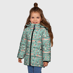 Куртка зимняя для девочки Маленькие кораблики, цвет: 3D-светло-серый — фото 2