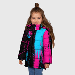 Куртка зимняя для девочки Gears of War - neon gradient: по-вертикали, цвет: 3D-черный — фото 2