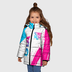 Куртка зимняя для девочки GTA neon gradient style: надпись, символ, цвет: 3D-черный — фото 2