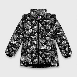 Куртка зимняя для девочки Черно-белый узор в горошек, цвет: 3D-черный