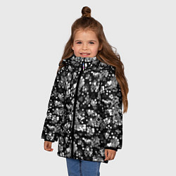 Куртка зимняя для девочки Черно-белый узор в горошек, цвет: 3D-черный — фото 2
