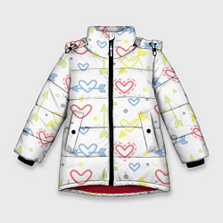 Куртка зимняя для девочки Color hearts, цвет: 3D-красный