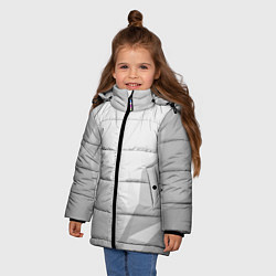 Куртка зимняя для девочки Серый ромбово угольный паттерн, цвет: 3D-красный — фото 2