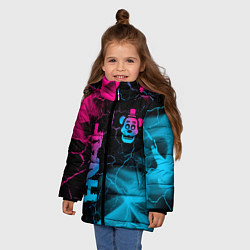 Куртка зимняя для девочки FNAF - neon gradient: надпись, символ, цвет: 3D-черный — фото 2