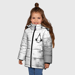 Куртка зимняя для девочки Assassins Creed glitch на светлом фоне: надпись, с, цвет: 3D-черный — фото 2