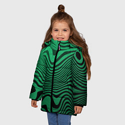 Куртка зимняя для девочки Абстрактный узор волн, цвет: 3D-черный — фото 2