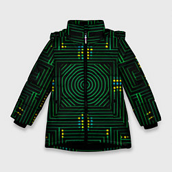 Куртка зимняя для девочки Зелёная электросхема, цвет: 3D-черный