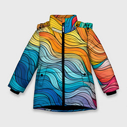 Зимняя куртка для девочки Цветовой волнообразный паттерн