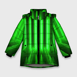 Зимняя куртка для девочки Зеленые неоновый световой фон