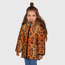 Куртка зимняя для девочки Оранжевый киберпанк, цвет: 3D-черный — фото 2