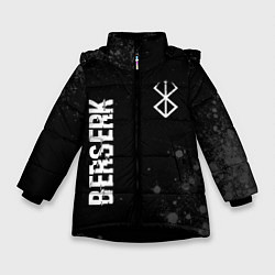 Зимняя куртка для девочки Berserk glitch на темном фоне: надпись, символ