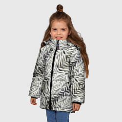 Куртка зимняя для девочки Черно-белые складки, цвет: 3D-светло-серый — фото 2