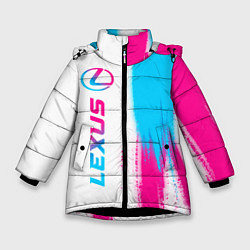 Куртка зимняя для девочки Lexus neon gradient style: по-вертикали, цвет: 3D-черный