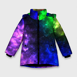 Куртка зимняя для девочки Космос мультицвет, цвет: 3D-черный