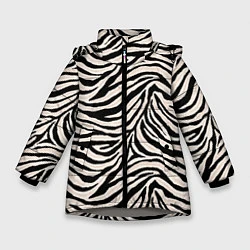 Куртка зимняя для девочки Полосатая шкура зебры, белого тигра, цвет: 3D-светло-серый