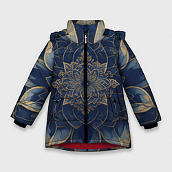 Куртка зимняя для девочки Синяя мандала, цвет: 3D-красный