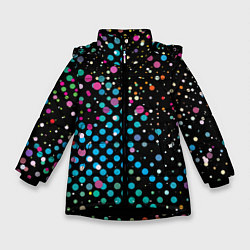 Куртка зимняя для девочки Яркие брызги, цвет: 3D-черный