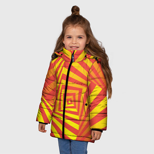 Зимняя куртка для девочки Оптическая иллюзия вглубь / 3D-Светло-серый – фото 3