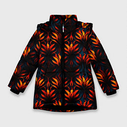 Зимняя куртка для девочки Оранжевые неоновые листья