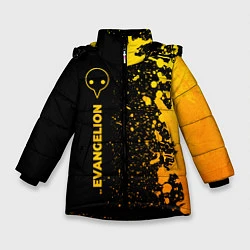 Куртка зимняя для девочки Evangelion - gold gradient: по-вертикали, цвет: 3D-черный