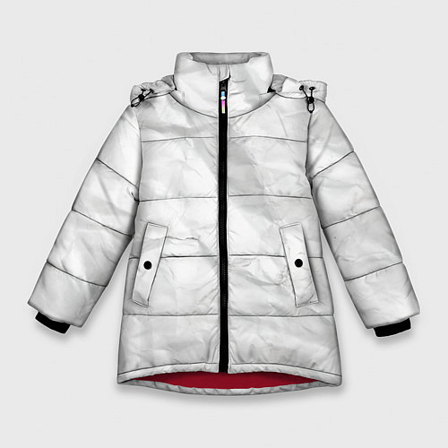Зимняя куртка для девочки Мятая бумага - текстура / 3D-Красный – фото 1