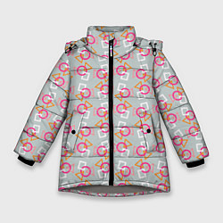 Куртка зимняя для девочки Яркая геометрия, цвет: 3D-светло-серый