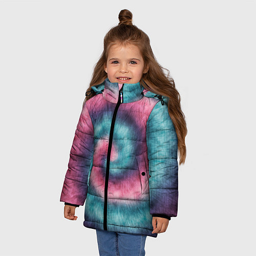 Зимняя куртка для девочки Тай дай космос / 3D-Светло-серый – фото 3
