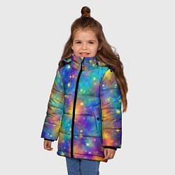 Куртка зимняя для девочки Звездный космос, сияющий волшебством, цвет: 3D-красный — фото 2