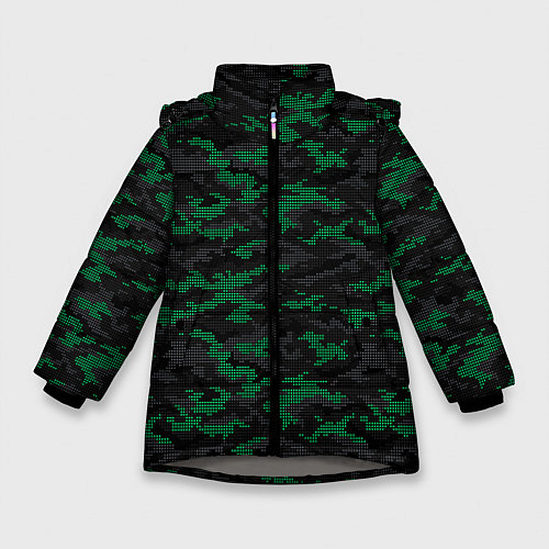 Зимняя куртка для девочки Точечный камуфляжный узор Spot camouflage pattern / 3D-Светло-серый – фото 1