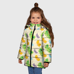 Куртка зимняя для девочки Весенние бабочки, цвет: 3D-черный — фото 2