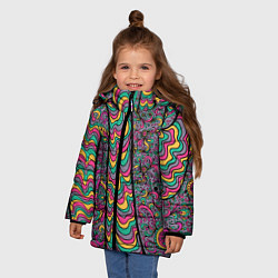 Куртка зимняя для девочки Цветочно-бензиновый узор, цвет: 3D-светло-серый — фото 2