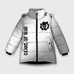 Куртка зимняя для девочки Gears of War glitch на светлом фоне: надпись, симв, цвет: 3D-черный