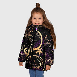Куртка зимняя для девочки Чёрный паттерн со звёздами и лунами, цвет: 3D-черный — фото 2