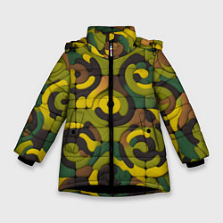 Куртка зимняя для девочки Пластилиновый хаки, цвет: 3D-черный