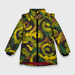 Куртка зимняя для девочки Пластилиновый хаки, цвет: 3D-красный