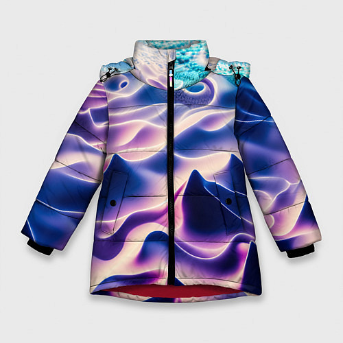 Зимняя куртка для девочки Морское дно абстракция / 3D-Красный – фото 1