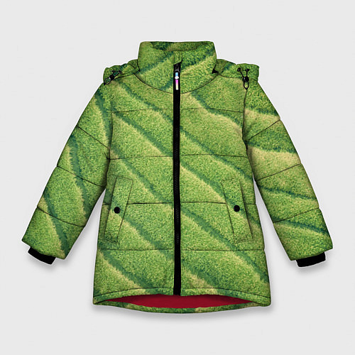 Зимняя куртка для девочки Травяной паттерн / 3D-Красный – фото 1