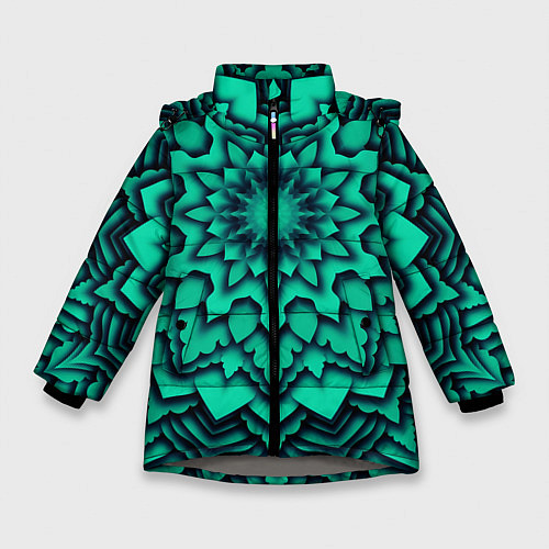 Зимняя куртка для девочки Мандала анахата чакра / 3D-Светло-серый – фото 1