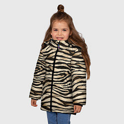 Куртка зимняя для девочки Шкура зебры и белого тигра, цвет: 3D-светло-серый — фото 2
