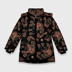Куртка зимняя для девочки Слон индийский, цвет: 3D-черный
