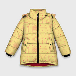 Куртка зимняя для девочки Поварёнок, цвет: 3D-красный