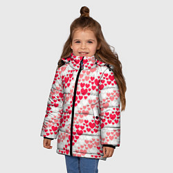 Куртка зимняя для девочки Волны Любви - сердечки, цвет: 3D-черный — фото 2