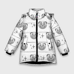 Куртка зимняя для девочки Клоунада чб, цвет: 3D-черный
